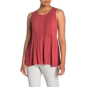 Catherine Malandrino Crochet Flounce Hem Tank Top Cinnamon Small
